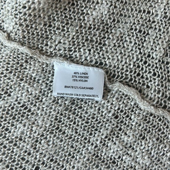 Eileen Fisher Linen Blend Open Front Crochet Cardigan Size XL - Picture 3 of 4